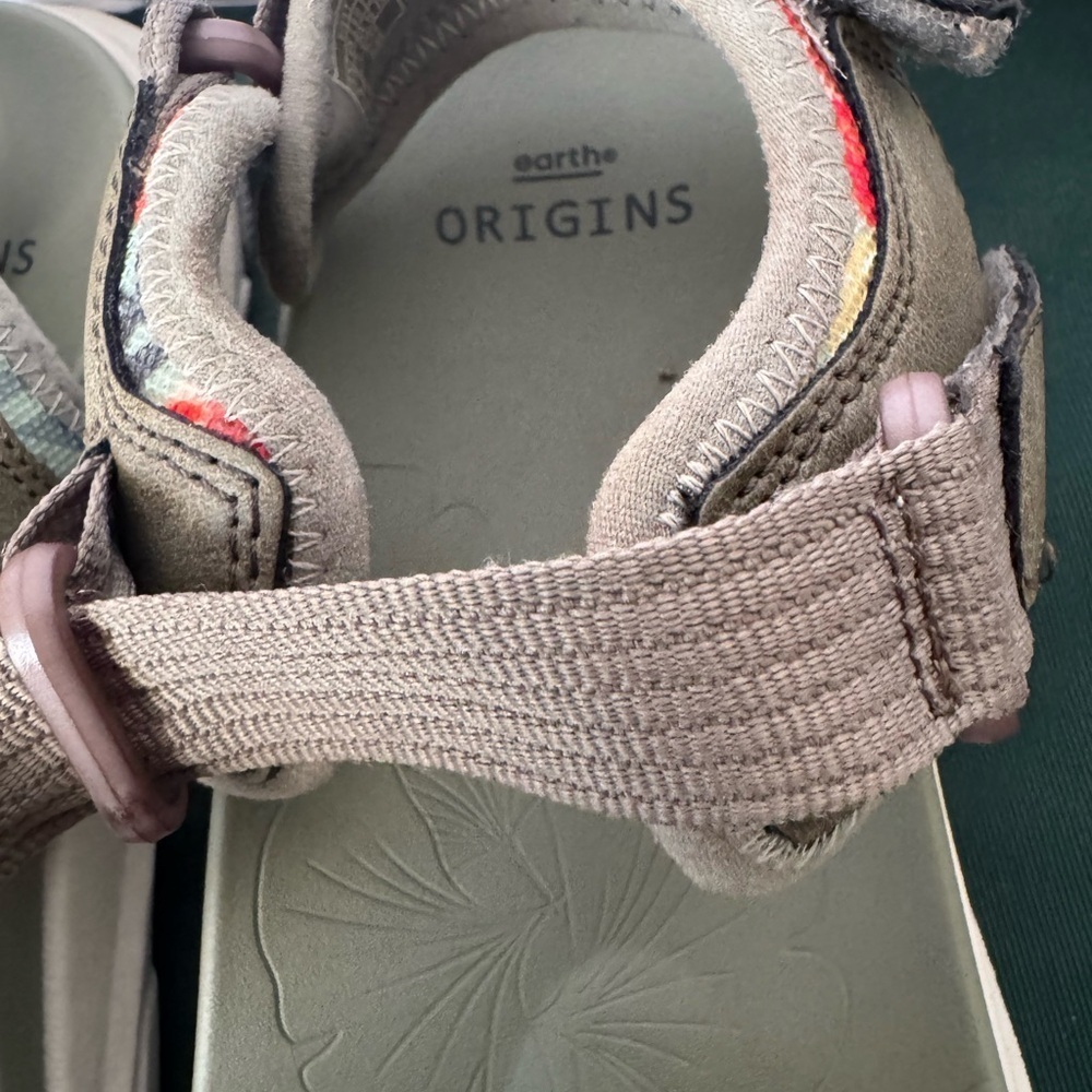 Earth Origins Strappy Sandal Womens 9 Olive Vivvy Hiking Vegan Beach Walking - Picture 7 of 16